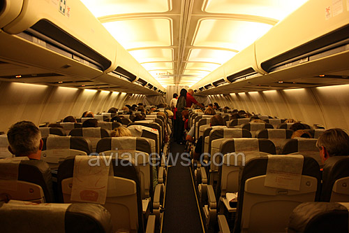 Салон самолета Boeing 737-500 авиакомпании Чешские авиалинии Czech Airlines