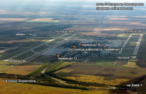 Схема аэропорта Борисполь и терминалов