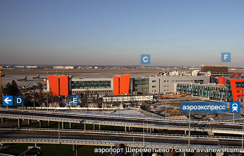 Схема терминалов аэропорта Шереметьево, аэроэкспресс
