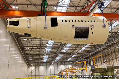 Airbus выполнил первичную сборку хвостовой части первого самолета А350 XWB (заводской серийный номер MSN1) из композитных материалов на своем заводе в Гамбурге (Германия).